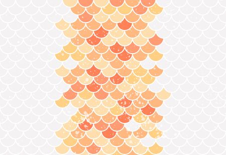 Fishscale colorful gray, yellow and orange pattern, decorative style. Horizontal backgroundのイラスト素材