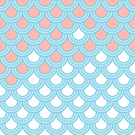 Fishscale colorful pattern, decorative style.のイラスト素材