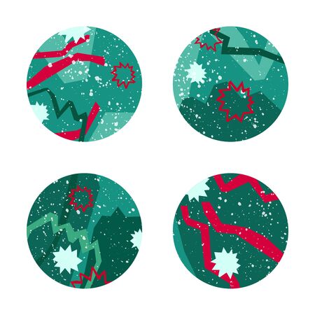 Red and emerald New Year background in modern angular styleのイラスト素材