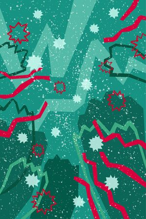 Red and emerald New Year background in modern angular styleのイラスト素材