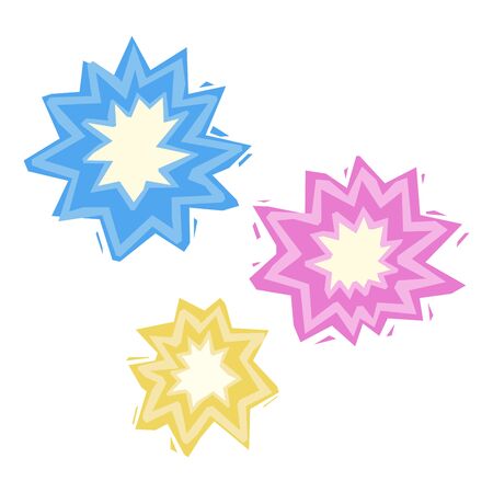 Geometric vector stars isolated on white. Rectangular street art styleのイラスト素材