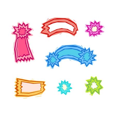 Geometric colorful vector banners isolated on white. Rectangular street art style.のイラスト素材