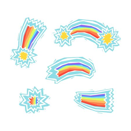 Set of trendy vector banners. Vivid rainbow banners in graffiti design styleのイラスト素材