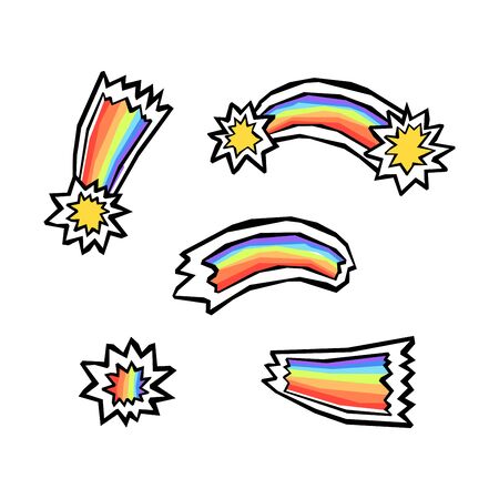 Set of trendy vector banners. Vivid rainbow banners in graffiti design styleのイラスト素材