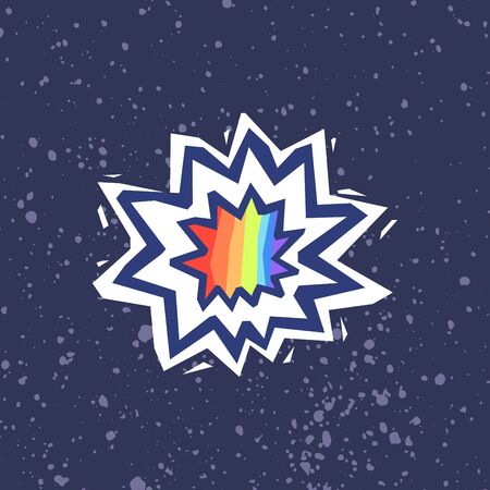 Vivid rainbow star in graffiti design style on dark blue backgroundのイラスト素材