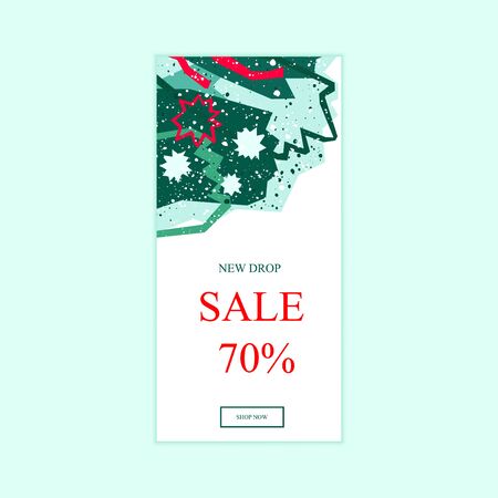 New Year and Christmas sale banner template with textのイラスト素材