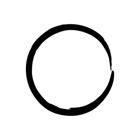 Black hand drawn o symbol on white background. Unclosed zero signのイラスト素材