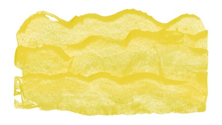 Acrylic hand drawn abstract yellow wave pattern isolated on whiteの写真素材