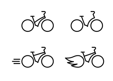 Bike icon set, vector illustration in black on white backgroundのイラスト素材