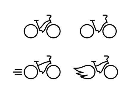 Bike icon set, vector illustration in black on white backgroundのイラスト素材