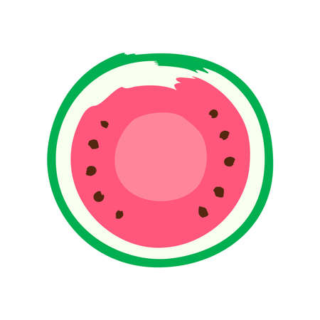 Cut in half watermelon isolated on white background, vectorのイラスト素材