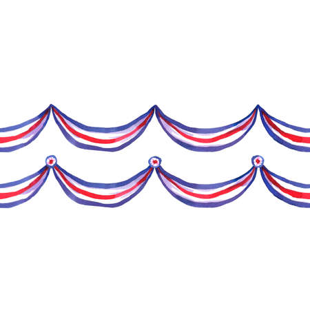 Seamless horizontal USA celebration decor on witeの写真素材