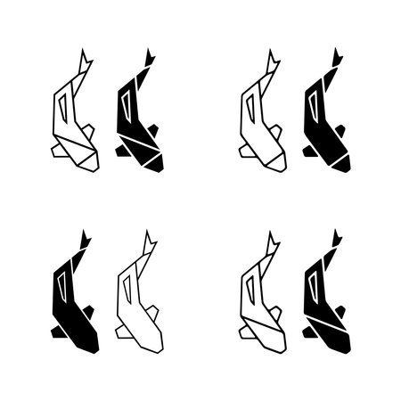 Japanese koi fish collection, top viewのイラスト素材