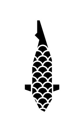 Japanese koi fish with scale pattern on whiteのイラスト素材