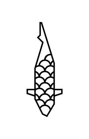 Japanese koi fish with scale pattern on whiteのイラスト素材