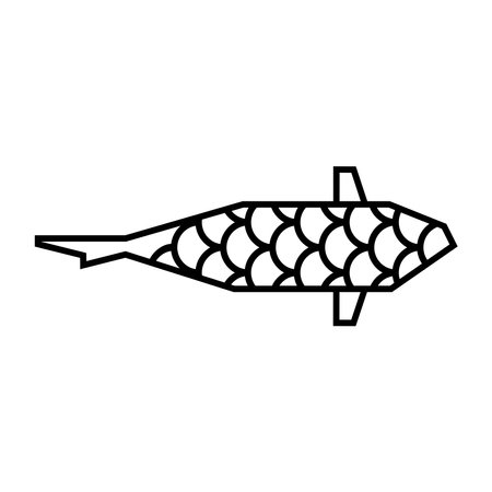 Japanese koi fish with scale pattern on whiteのイラスト素材