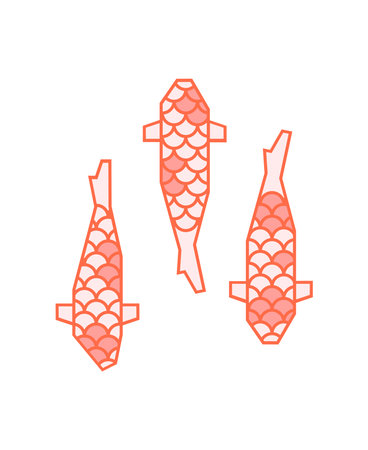 Japanese koi fish with scale pattern on whiteのイラスト素材