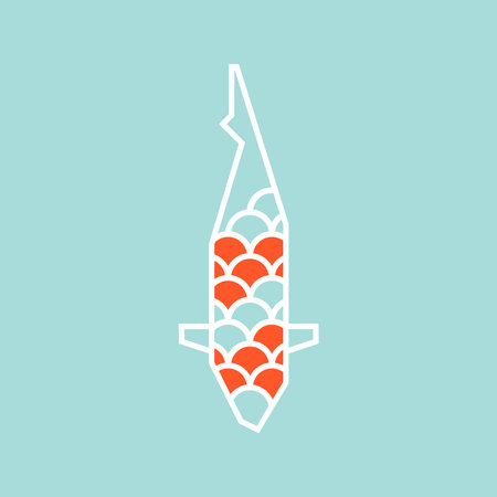 Japanese koi fish with scale pattern on blueのイラスト素材