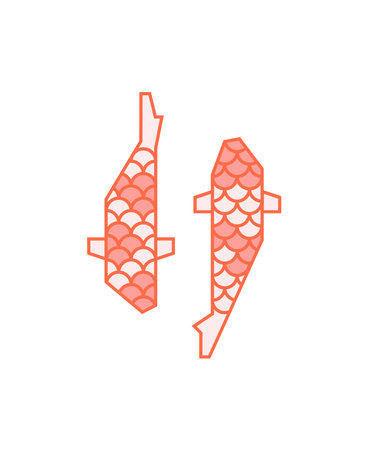 Japanese koi fish with scale pattern on whiteのイラスト素材
