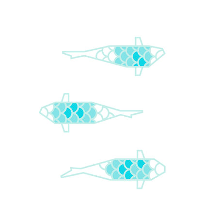 Japanese koi fish with scale pattern on whiteのイラスト素材