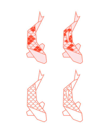 Japanese koi fish with scale pattern on whiteのイラスト素材