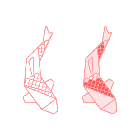 Japanese koi fish with scale pattern on whiteのイラスト素材