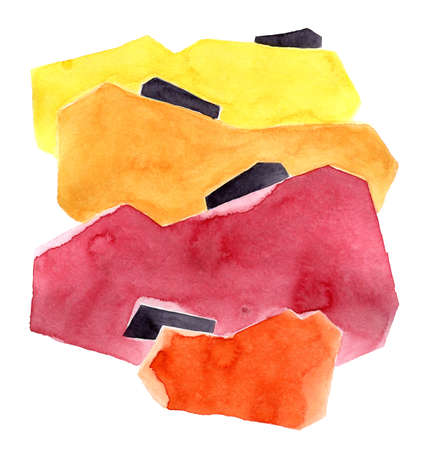 Geometric colorful watercolor composition on whiteの写真素材