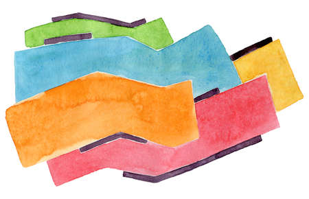 Geometric colorful watercolor composition on whiteの写真素材