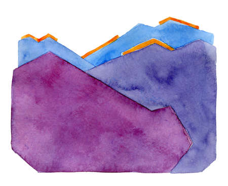 Geometric colorful watercolor composition on whiteの写真素材