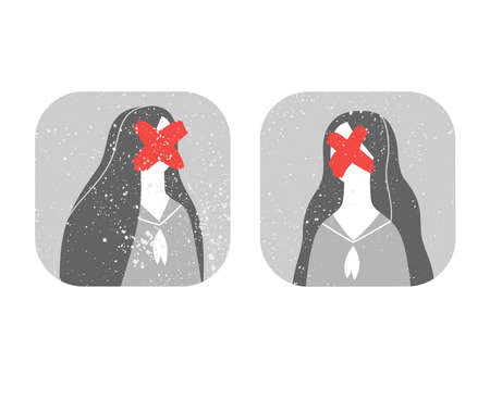 Icon of girl in old black and white photo styleのイラスト素材