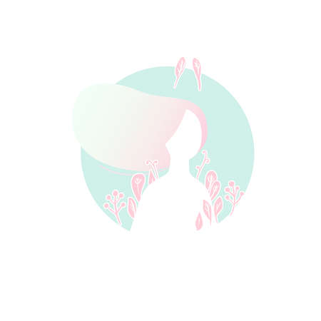 Icon of girl with floral ears on the top of headのイラスト素材