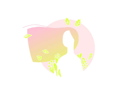 Icon of girl with floral ears on the top of headのイラスト素材