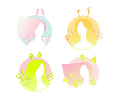 Icon of girl with floral ears on the top of headのイラスト素材