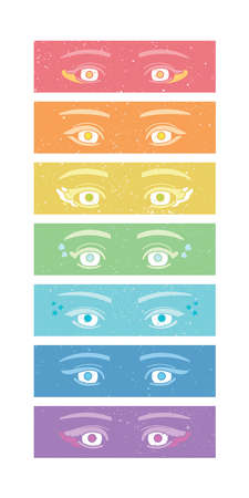 Set of female eyes with different form and makeupのイラスト素材