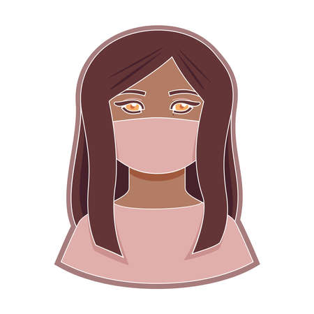 Young woman in medicine mask, colorful iconのイラスト素材