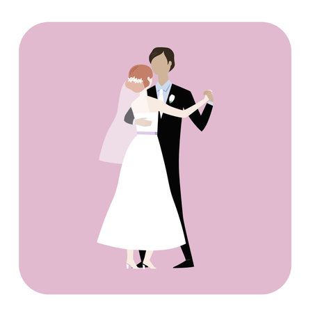 Colorful illustration of wedding, married pair danceのイラスト素材