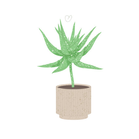 Aloe in flowerpot. Trendy flat style illustrationのイラスト素材
