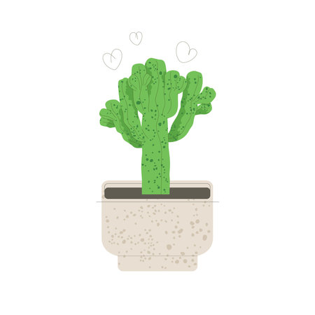 Myrtillocactus in flowerpot. Trendy flat style illustrationのイラスト素材