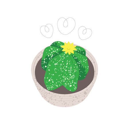 Cactus in flowerpot. Trendy flat style illustrationのイラスト素材