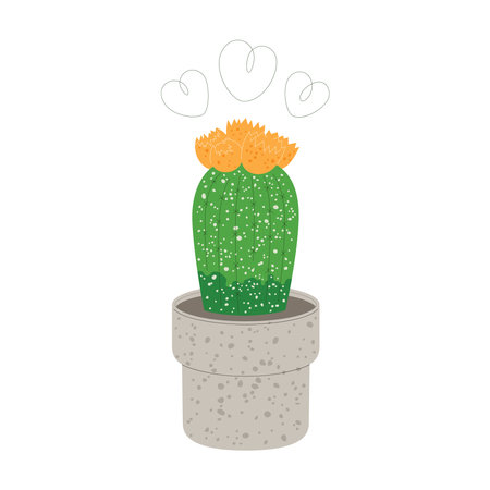Cactus in flowerpot. Trendy flat style illustrationのイラスト素材