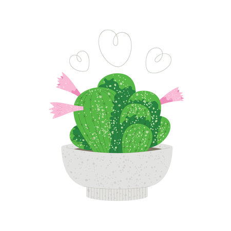 Cactus in flowerpot. Trendy flat style illustrationのイラスト素材