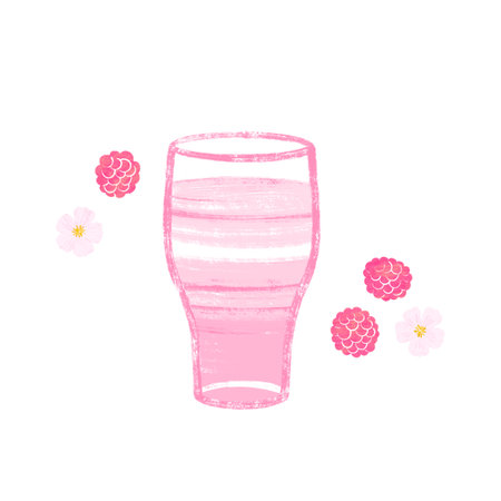 Colorful sketch of cocktail drink with raspberryの写真素材
