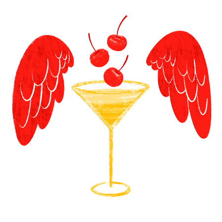 Colorful sketch of cocktail drink in martini glassの写真素材