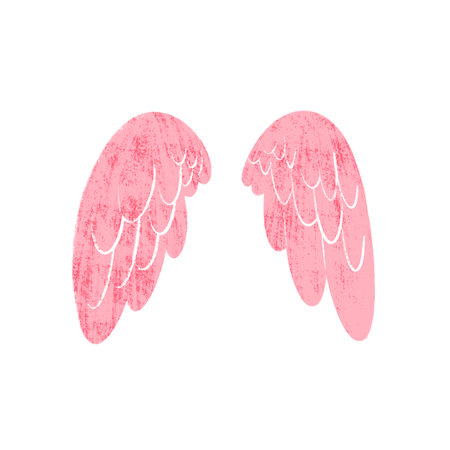 Pink bird wings illustration on whiteの写真素材