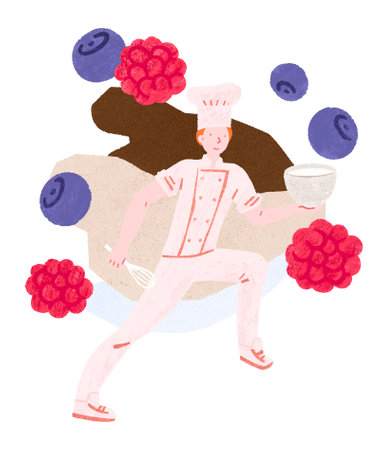 Chef character. Hand drawn illustration of cookの写真素材