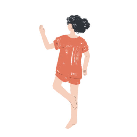 Sleeping young women, hand drawn illustrationの写真素材