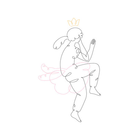Sleeping girl, isolated line art illustrationのイラスト素材