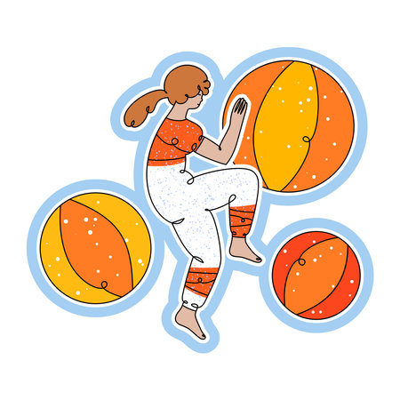 Girl in dynamic pose with big ballsのイラスト素材
