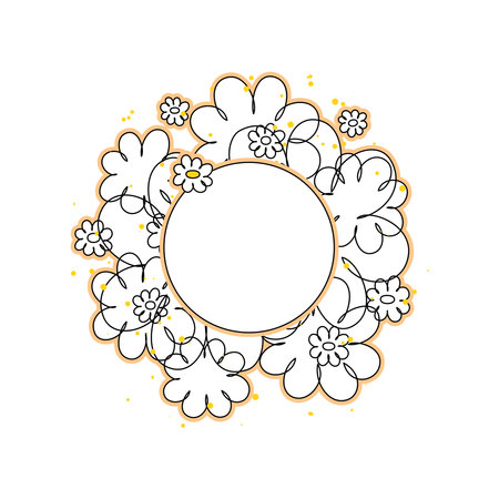 Doodle white flowers with space for a textのイラスト素材