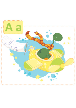 Dinosaur alphabet, letter A from Airplaneのイラスト素材